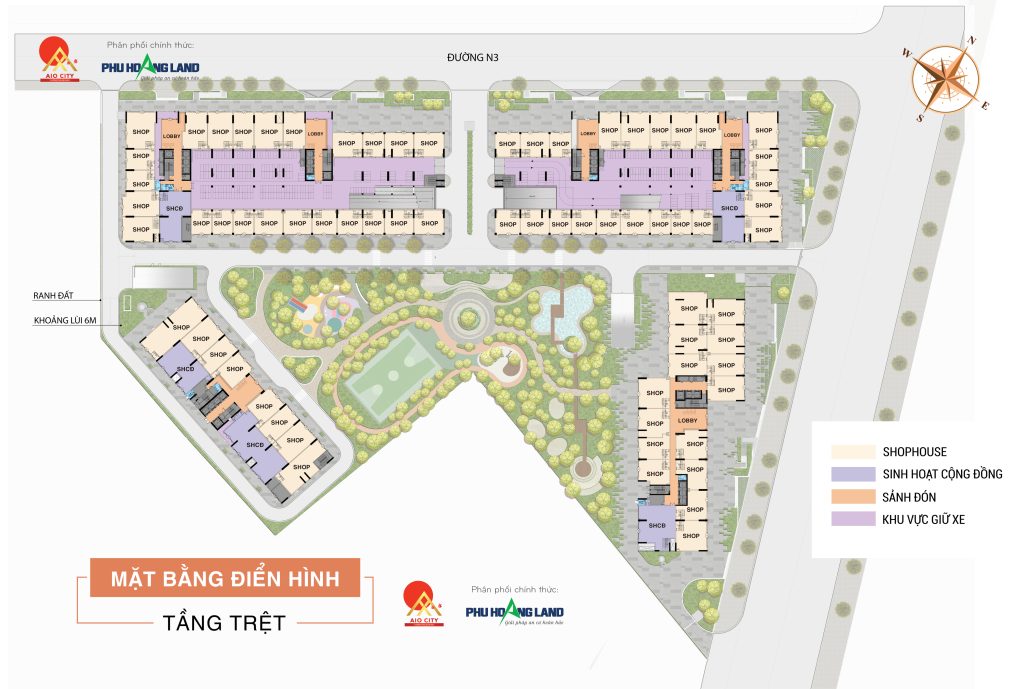 Mặt bằng tầng trệt Aio City